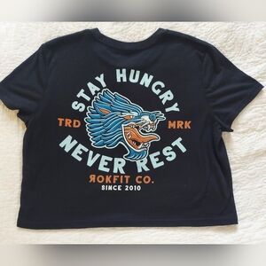 Rokfit Co. Black Graphic Baby Tee / Crop Top